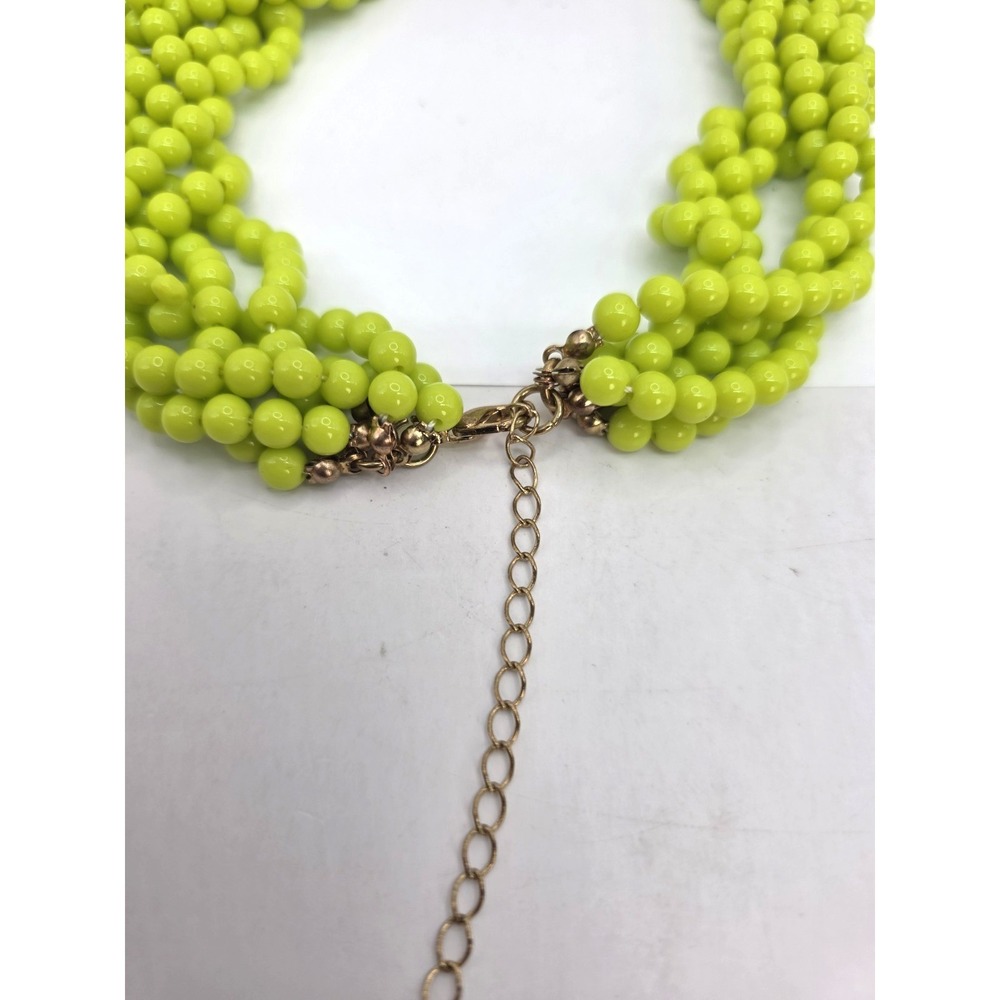 Lime Green Necklace Beaded Roped 6-Strands Lucite Graduated 18"-21" Adjust... - Picture 9 of 12